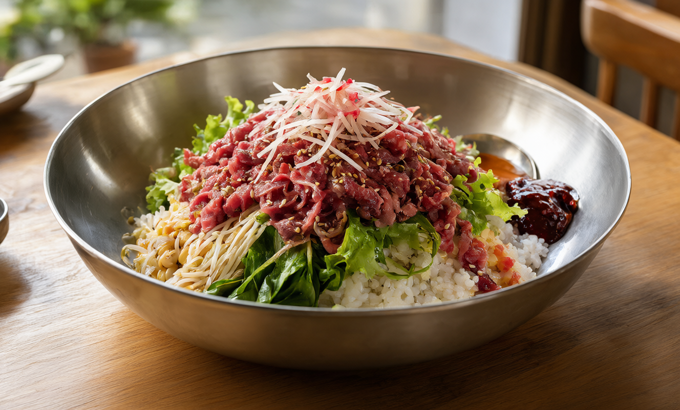 Hampyeong raw-beef bibimbap